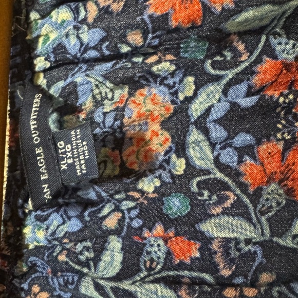 American Eagle Outfitters Blue and Orange Ruffled Tiered Jumpsuit - Picture 5 of 5